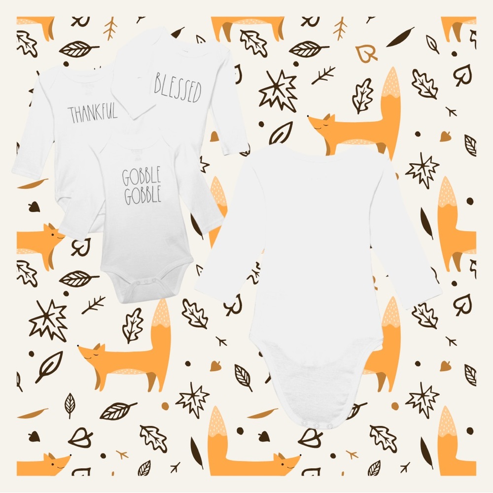 🎃Rae Dunn Gobble Gobble, Thankful, Blessed Baby Bodysuits - Picture 7 of 9